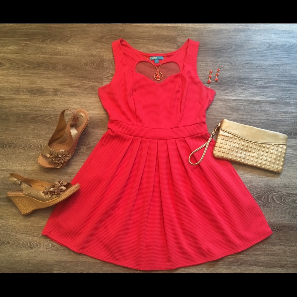 Coral dress with cute heart cut out!